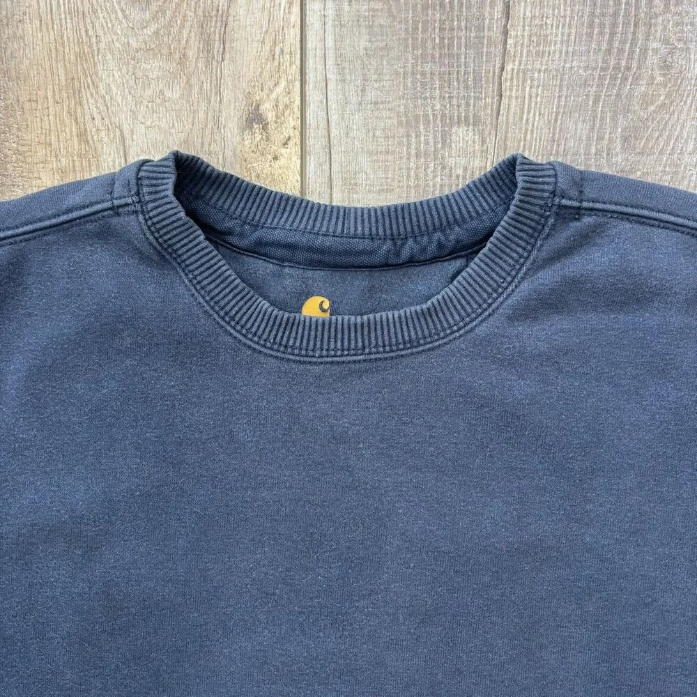 Carhartt Original Fit Navy Crewneck Pullover Sweatshirt Size L Gorpcore Workwear - Picture 4 of 11